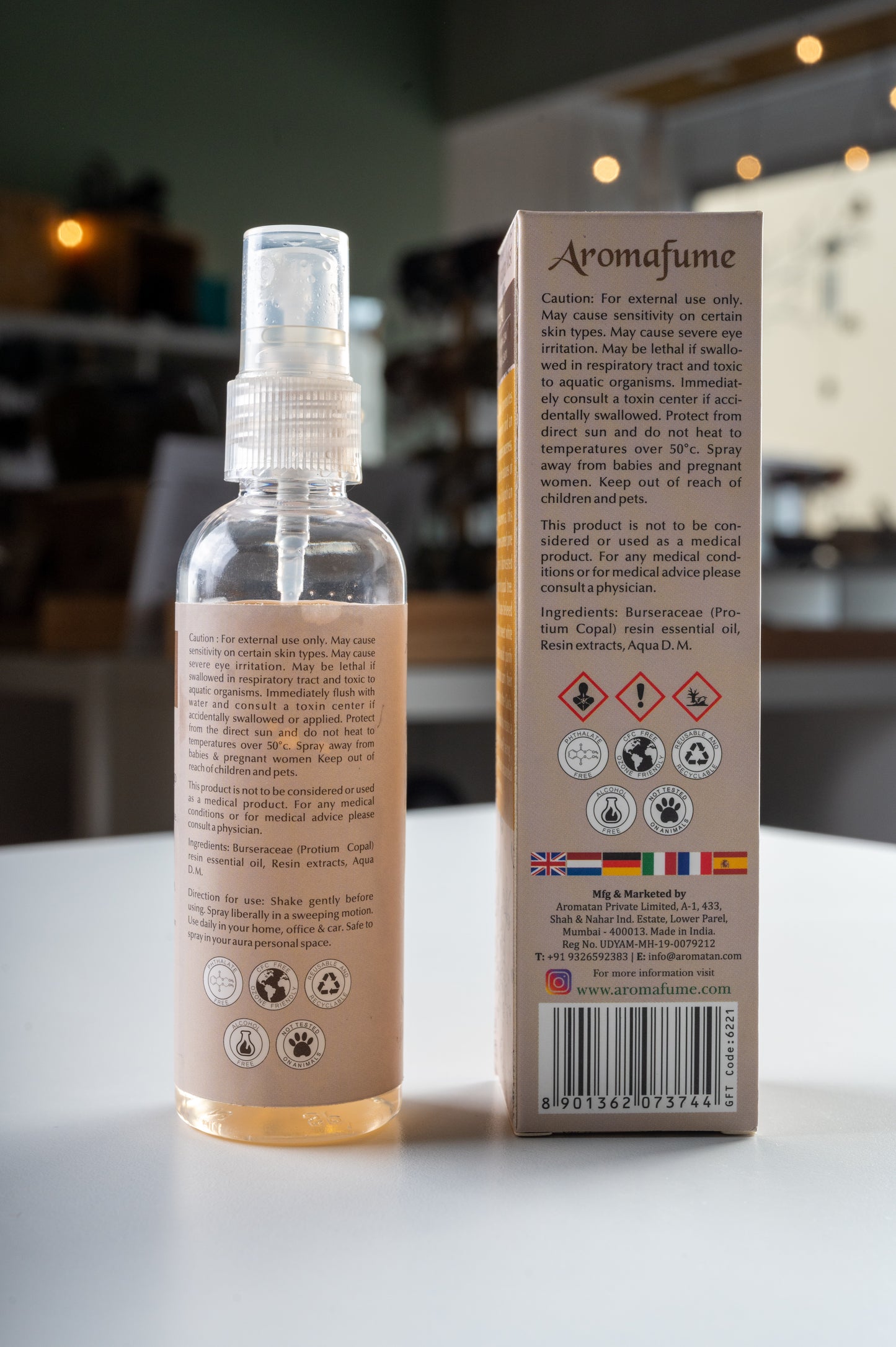Aromafume assainisseur d'air spray copal