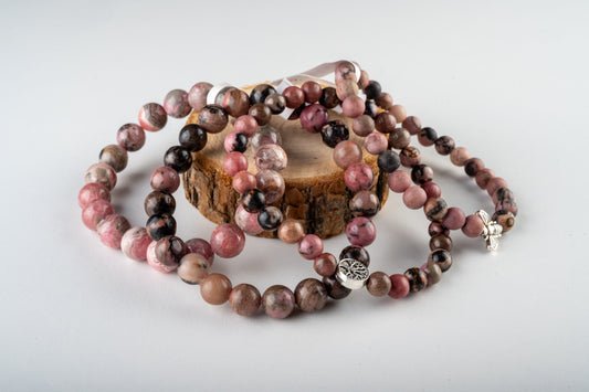 Bracelet en Rhodonite – Guérison, Compassion & Équilibre Émotionnel