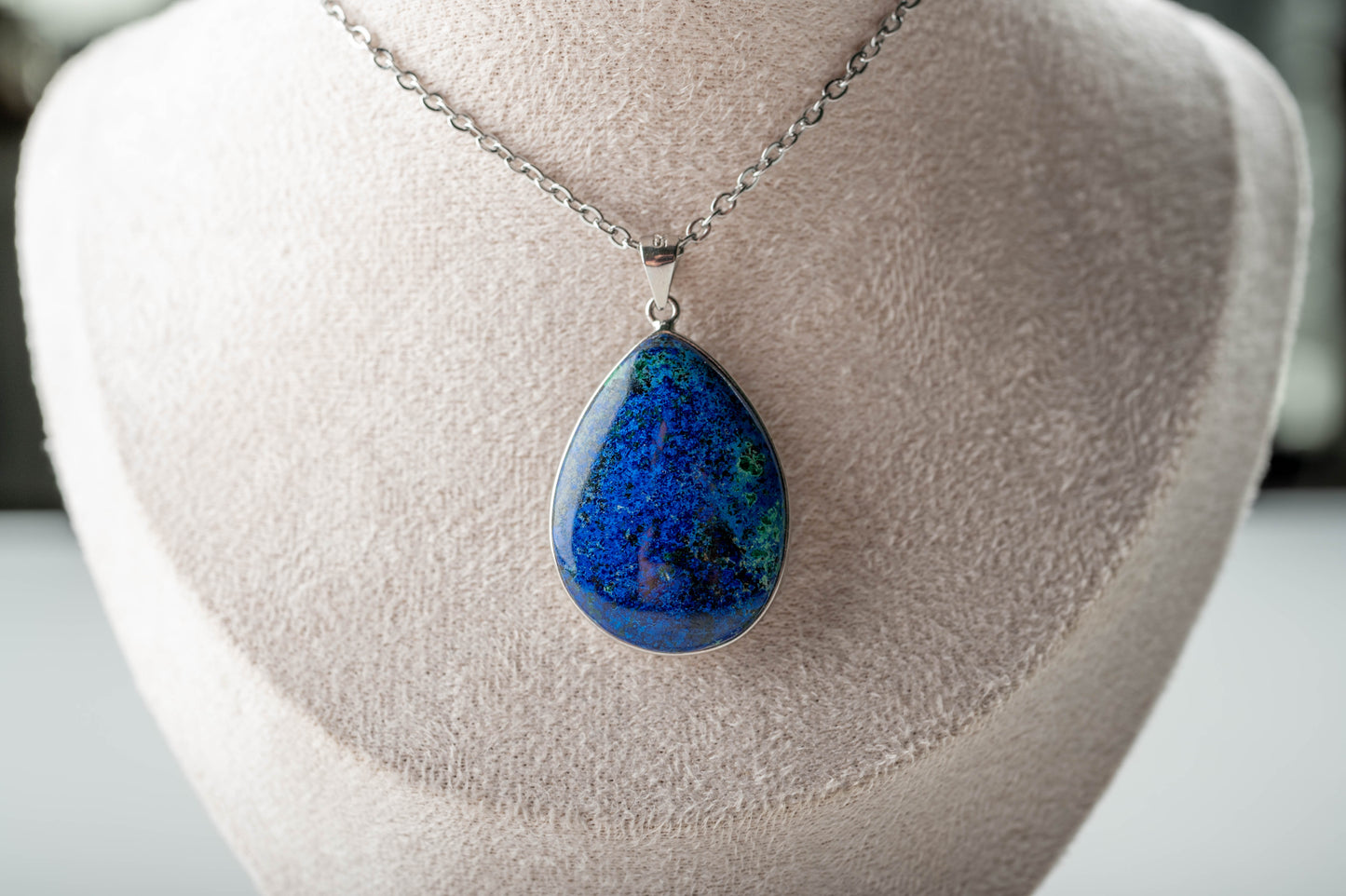 Pendentif Argent Azurite Malachite