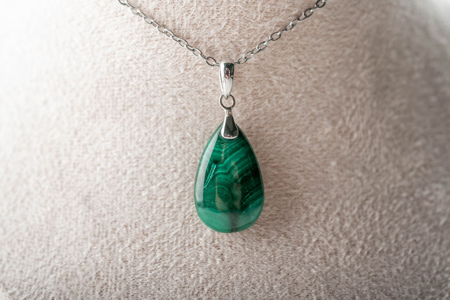 Pendentif Argent goutte Malachite