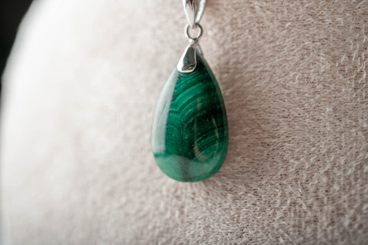 Pendentif Argent goutte Malachite