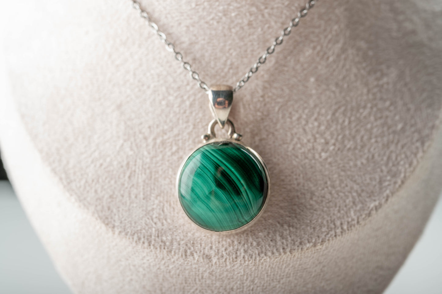 Pendentif Argent rond Malachite