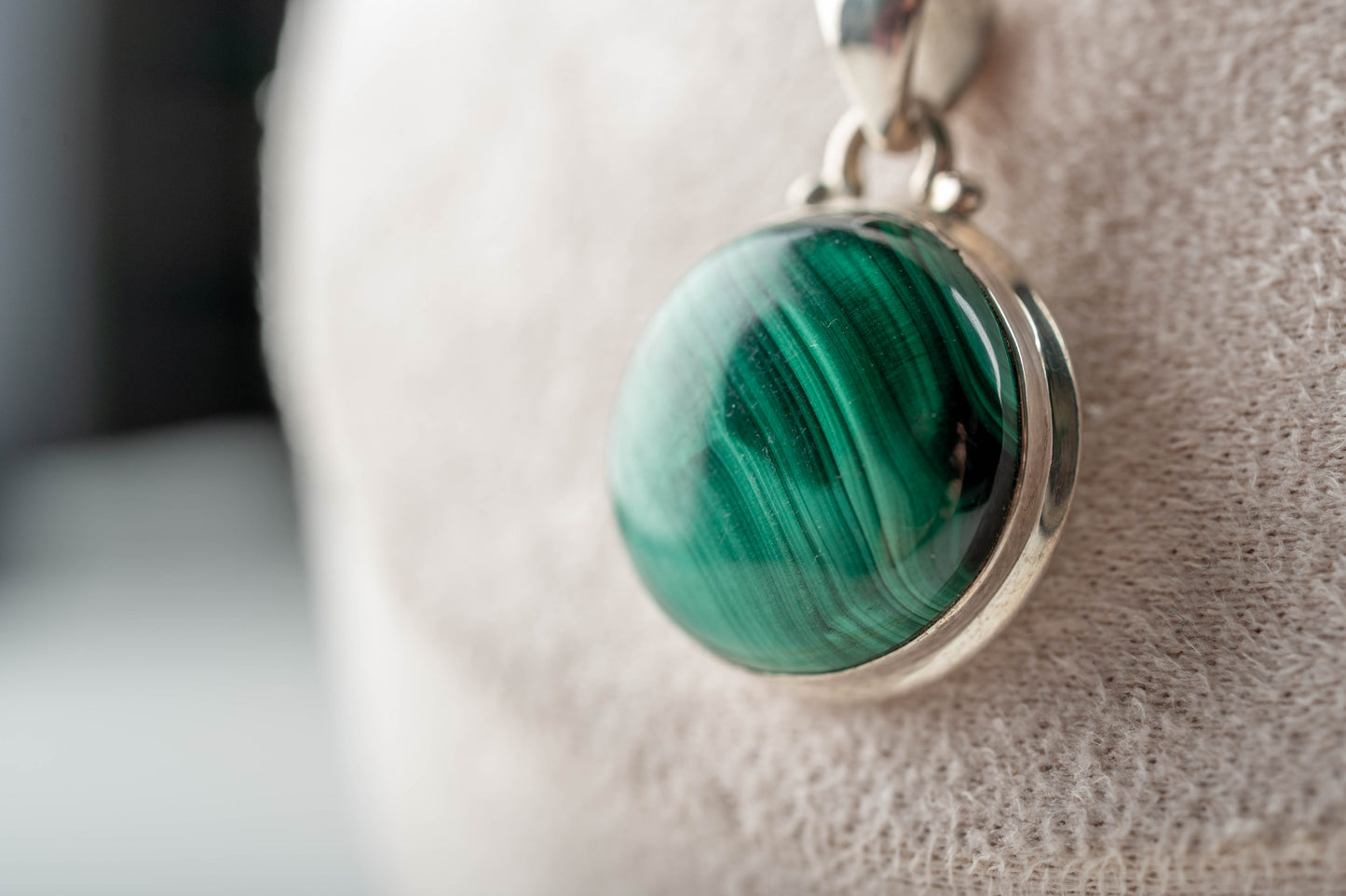 Pendentif Argent rond Malachite