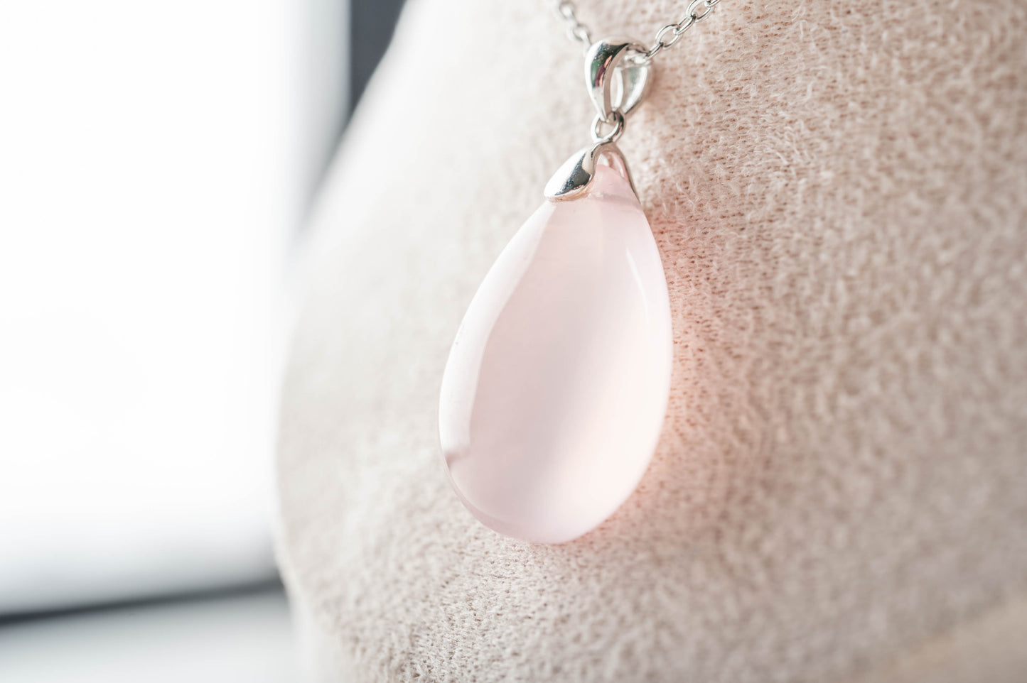 Pendentif Argent Quartz Rose goutte